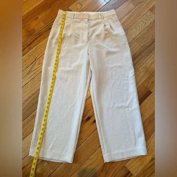 Wilfred Aritzia High Rise Pleated Wide Leg Trouser Pants Womens Size 12 Ivory - Picture 13 of 15